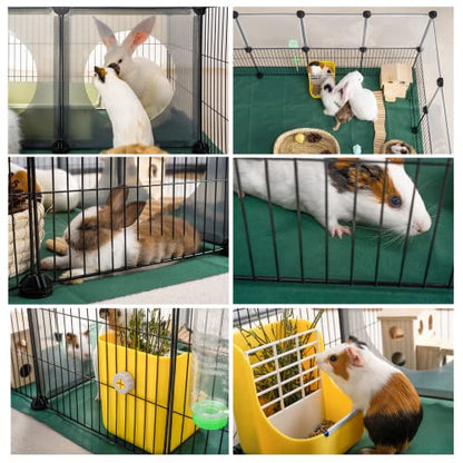 DINMO Small Animal Playpen with Oxford Mat, 24 inches Height, Pet Exercise Fence, Home Protector, Iron Mesh and Plastic Combination, Visualization, DIY, Games Hole Series, 60.2 x 24.8 x 24.8inch - style: Plastic and Metal Mesh Design