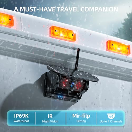 eRapta Magnetic Solar Wireless Backup Camera: HD1080P 5” Touchscreen Portable with DVR, BSD, 1-Min Install-Free IR Night Vision Hitch Backup Camera for Trailer/Truck/Small RV/Camper/Tractor-AWTCM501 - size: 5 inch-1 camera with touchscreen
