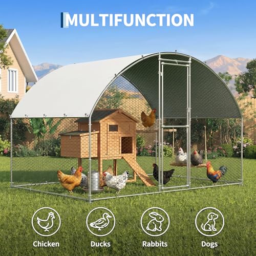 Garvee Chicken Coop, Chicken Run 6.56 x 9.84 x 6.56 ft for 6/10 Chickens, Outdoor Walk in Poultry Cage with Anti-UV Cover and Waterproof - size: 78.7"L x 118.1"W x 78.7"H
