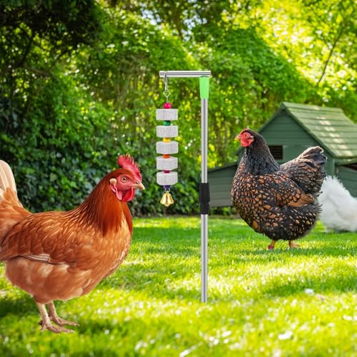 Kalekey Chicken Chewing Toy, Adjustable Chicken Toys for Coop with Volcanic Stone, Multi-Functional Chicken Coop Accessory for Chickens, Birds, Rodents & Small Pets - color: 1 Pack