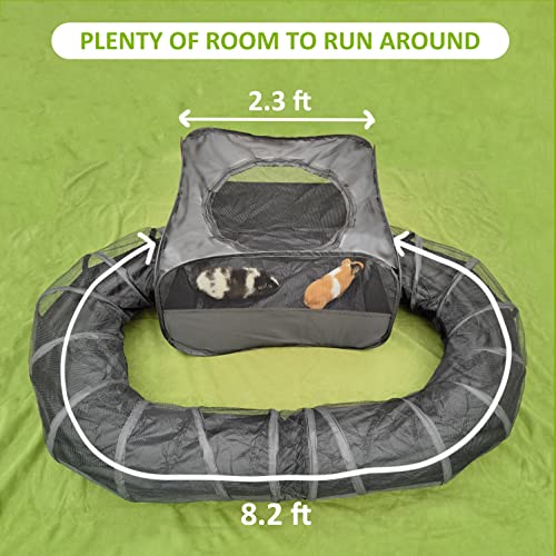 Guinea Pigs Playpen with Surround Tunnel,Pop Open Tent with Tube for Dwarf Rabbits,Chinchilla,Ferret and Other Small Animals to Run and Exercise Indoor or Outdoor (Playpen with Tunnel) - style: Playpen with Tunnel