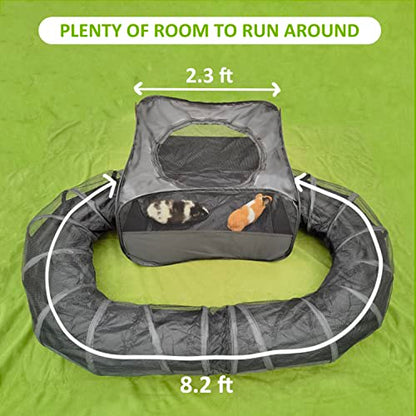 Guinea Pigs Playpen with Surround Tunnel,Pop Open Tent with Tube for Dwarf Rabbits,Chinchilla,Ferret and Other Small Animals to Run and Exercise Indoor or Outdoor (Playpen with Tunnel) - style: Playpen with Tunnel