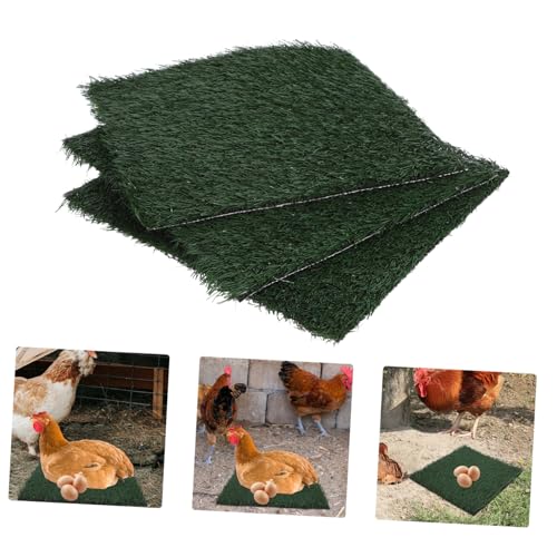 Happyyami 3pcs Washable Chicken Nesting Pads Artificial Grass Nest Box Liners for Coop Bedding Reusable Easy to Clean Comfortable for Hens to Lay Eggs