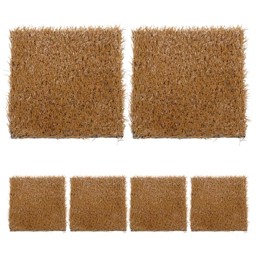 Levemolo 6pcs Chicken Coop Nesting Pads - Washable Grass Carpet Nest Mat for Laying Hens - Artificial Turf Bedding for Poultry House and Chicken Box Liners 12x11.8 Inch - color: Light Brown