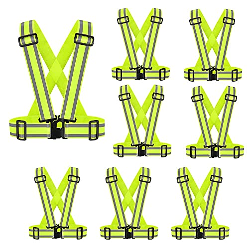 High Visibility Safety Vest(8PACK-L)|Reflective Running Gear for Walking,Cycling,Construction,Motorcycle|Men,Women(8PACK-L) - color: 8pc-yellow, size: Large