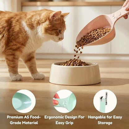 Dog Food Scoop 1 Cup, One Cup Measuring Cup, Food Grade Melamine Pet Food Measuring Scoop with 1/2&1/4 Cup Markings, Long Handle Food Scoop For Cat, Bird, Rabbit, Sturdy & Dishwasher Safe (Green) - color: Green