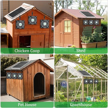 blessny Solar 3 Fan Kit for Intake or Exhaust air, Weatherproofed Solar Powered Fans for Outside Chicken Coops, Greenhouses, Shed, Pet House Air Ventilation - size: 3 Fan Kit