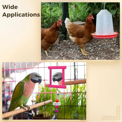 4 Pcs Chicken Toy Set, Colorful Acrylic Mirror with Wooden Frame, Hanging Bells, Beads, Beak Grinding Stone, Interactive Fun for Coop, Stimulates Pecking and Play