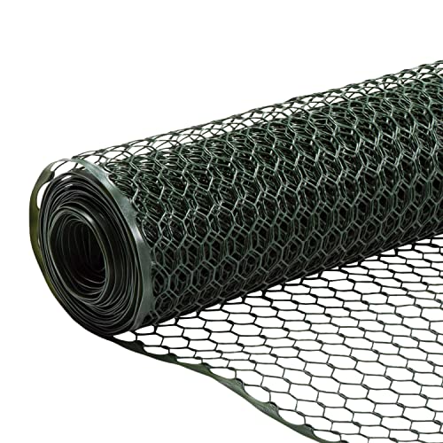 Boen - Plastic Hex Chicken Wire Mesh Temporary Fence Roll (2' x 25' - Green) - Plastic Fence Poultry Netting for Temporary or Semi Permanent Enclosures, Deer Netting Fence, Construction Fencing - color: Green, size: 2' x 25'