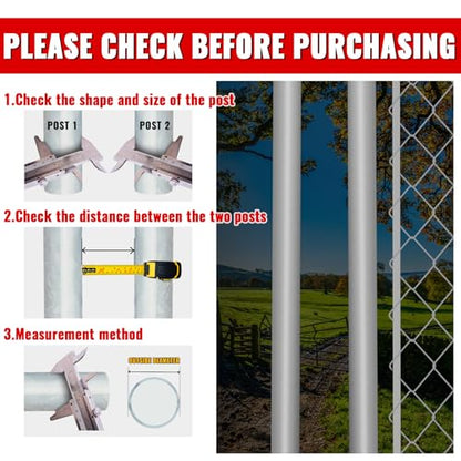 VIVIDA 1-3/8" Chain Link Gate Hinge Kit, Include Male & Female Gate Hinge, 1-3/8" Fence Fork Latch, Galvanized Steel - size: 1-3/8" × 1-3/8" (SILVER)