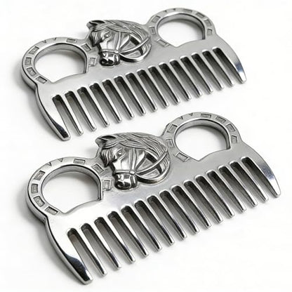 2PCS Horse Comb, Horse Mane and Tail Comb，Portable Aluminum Alloy Horse Comb