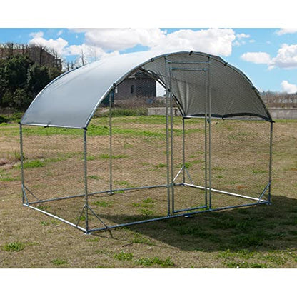 Large Metal Chicken Coop, Walk-in Poultry Cage Galvanized Hen Playpen House Dome Shaped Coop with Waterproof and Anti-Ultraviolet Cover and Lockable Door for Outdoor, Backyard Farm (6.23’ L x 9.2’ W) - size: 110.0"L x 75.0"W x 77.0"H