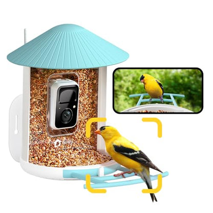 NETVUE by Birdfy Smart Bird Feeder with Camera – AI Identifies Birds Species 2MP Night Vision & App Alerts, 2.4Ghz Wi-Fi Connect IP65 Weatherproof Bird Camera-Gift for Backyard BirdWatchers, Blue - color: Blue, style: AI
