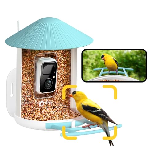 NETVUE by Birdfy Smart Bird Feeder with Camera – AI Identifies Birds Species 2MP Night Vision & App Alerts, 2.4Ghz Wi-Fi Connect IP65 Weatherproof Bird Camera-Gift for Backyard BirdWatchers, Blue - color: Blue, style: AI