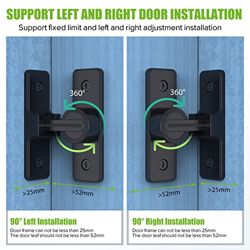 Barn Door Lock Hardware, Heavy Duty 90 Degree Flip Latch Privacy Lock, Zinc Alloy Sliding Barn Door Latch for Bathroom, Bedroom, Closet, Garage, Shed and Gate (Black) - color: Black