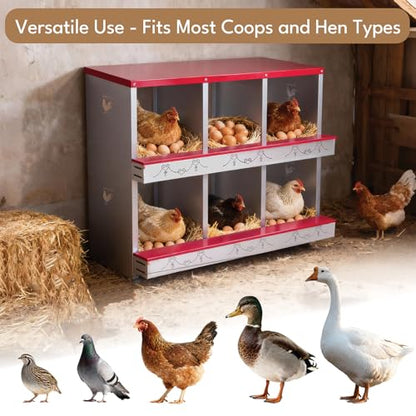 Chicken Nesting Boxes 4 Compartment Roll Away Laying Eggs Collection Metal Nesting Box Easy Wall Solid Wood Egg Laying Box or Chickens, Hens, Ducks Red - color: Red, size: 4 HOLE