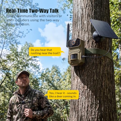 4G LTE Cellular Outdoor Security Camera,1080p for Home Security with Motion Detection, 2-Way Audio, Night Vision, IP65, Solar Panel, Built-in SIM Card, Unlimited Plan (Sold Separately)