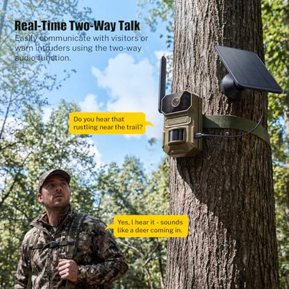 4G LTE Cellular Outdoor Security Camera,1080p for Home Security with Motion Detection, 2-Way Audio, Night Vision, IP65, Solar Panel, Built-in SIM Card, Unlimited Plan (Sold Separately)