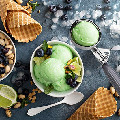 TOPKITCHEN Commercial-Grade Ice Cream Scoop 4 oz, 18/8 Stainless Steel Cookie Scoop with Plastic Handle, Portion Control Disher Scoop for Bakeries, Restaurants & Dessert Shops, #8, Grey - size: 4 oz - Grey
