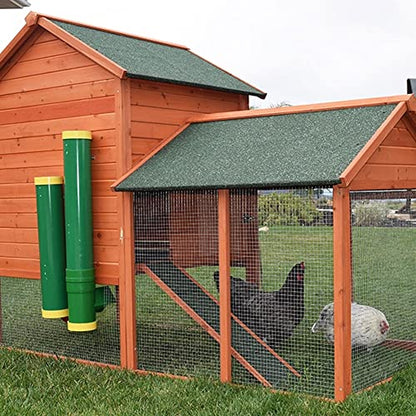 Rugged Ranch 2-Gallon Poultry Waterer & 10-Lb Feeder Combo for Chicken Coops, Green - Outside-Mount Design, Weather-Resistant, Easy Refill Access & Rain Shield to Help Keep Feed Dry