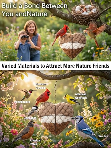 Star Shaped Handmade Alpaca Fiber Bird Nesting Holder, Refillable Natural Nesting Material for Wild Birds, Hummingbirds & Chickadees, Outdoor Garden Tree Decor, Gift for Bird & Nature Lovers