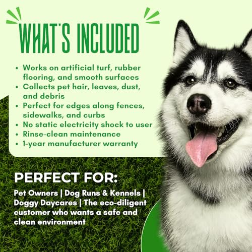 Turf Static Sweep - Silicone Broom for Artificial Turf Edge Cleaning - Remove Pet Hair, Leaves, Debris, Sticks and More from Turf, Synthetic Grass, Carpet & Most Hard Surfaces