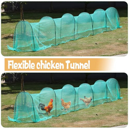 2.8 x 19.6 FT Portable Chicken Tunnel - Quick Install Yard Chicken Coop Run for Ducks, Rabbits & More