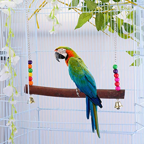 POPETPOP Chicken Swing Toy Hen Natural Wooden Perch Chewing Foraging Shredding Paper Hanging Toys for Large Bird Parrot Hens