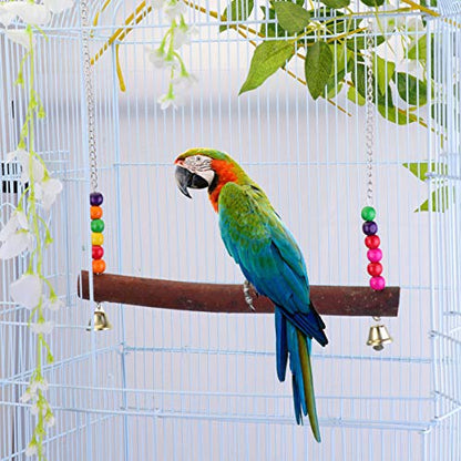 POPETPOP Chicken Swing Toy Hen Natural Wooden Perch Chewing Foraging Shredding Paper Hanging Toys for Large Bird Parrot Hens