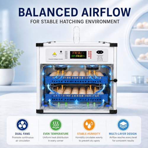 136 Egg Cabinet Incubator with Automatic Turner, Digital Temperature & Humidity Control, External Water Refill System, LED Display Hatching Machine for Chicken Duck Goose Quail & Pigeon Eggs