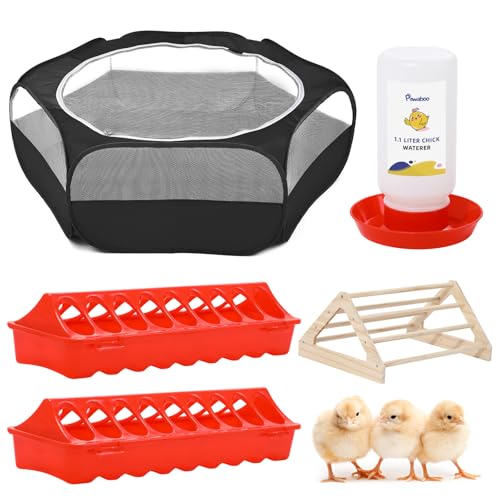 Pawaboo Chick Brooder Box for Chick Starter Kit, Brooder Pen/Chicken Supplies Brooders Box with Chicks Perch Brooding Up to 15 Chicks, Duck and Quail, Black - color: Z-Black