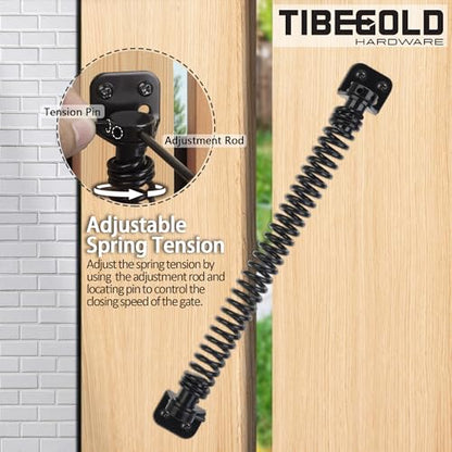 11-1/2" Gate Spring Self Closing, Heavy Duty Black Door Closer Spring, Adjustable Tensioner Automatic Outdoor Gate Closure, Gate Spring Hardware for Wooden and Vinyl Fence, 1 Pack - size: 11-1/2 Inch