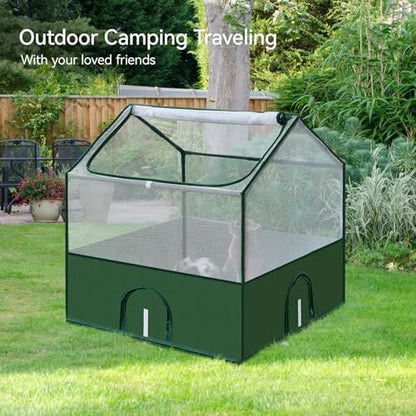 Dinmo Small Animal Playpen, Guinea Pig Cages, Rabbit Playpen, Puppy Play Pen for Indoors, Pet Playpen with Waterproof Floor for Hamsters, Hedgehogs, Bunny, Indoor Outdoor Portable Fence, Green