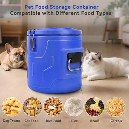 Newget 15lb Dog Food Storage Container, Stainless Steel Airtight Pet Food Storage Container and Durable Plastic Food Container, Large Metal Cat Food Container with Lid and Scoop to Keep Fresh - size: 15 lb