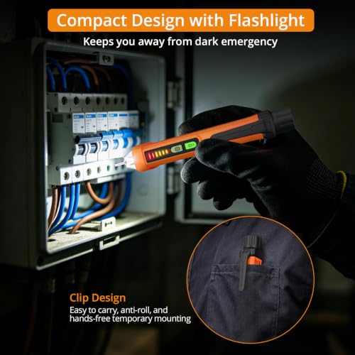 Neoteck Non-Contact AC Voltage Tester Pen, AC 12-1000V, LED Flashlight, Buzzer Alarm for Live/Null Wire Judgment