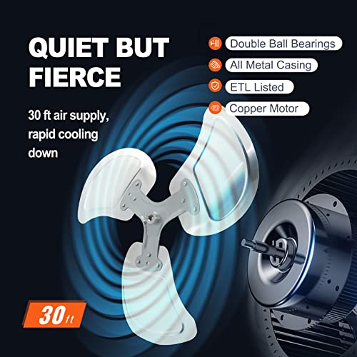 VEVOR Wall Mount Fan 18 Inch IP44 Waterproof, 3 Speed Metal Fan with Triangle Bracket Set, for Commercial, Warehouse, Greenhouse, Workshop, Covered Patio, Factory and Basement - size: 18 Inch, style: Waterproof