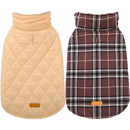 Kuoser Waterproof Dog Coat, Reversible Dog Jacket for Small Dogs, Adjustable Durable Doggie Winter Coat Warm Cozy Puppy Cold Weather Apparel from Small to Large Breed, Brown S - color: Brown, size: Small (Pack of 1)