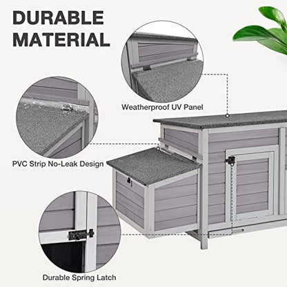Chicken Coop Large Expandable Chicken House for Outdoor with Two Nesting Box, Leakproof Pull-on Tray and UV-Resistant Roof Panel