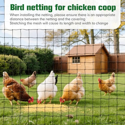 50 x 100 ft Bird Netting for Chicken coop 2.4" Mesh Poultry Netting, Protects Garden, Fruit Trees & Poultry from Birds & Small Animals