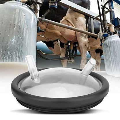 Food Grade Transparent Milk Bucket Lid with 2 Openings & Silicone Gasket, Plastic Replacement Lid Fits 25–30 L Milking Machine Buckets, Dishwasher Safe