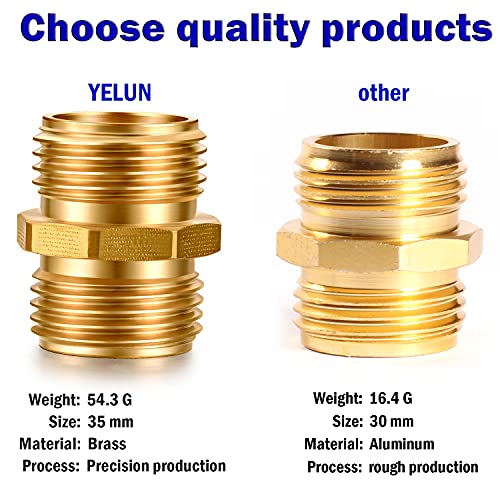 Garden Hose Fittings Connectors Adapter Solid Brass Repair double male to male faucet leader coupler dual water hose connector(3/4" GHT Double Male) (4-PCS) - color: 4 Pack