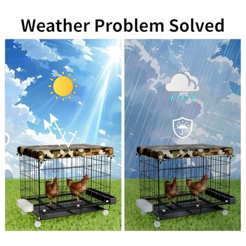 STILLCOVE Small Chicken Cage Outside: Wire Small Animal Cage with Wheels & Waterproof Cover for Guinea Pig Rabbit Bunny Ferret Hamster Dog Cat Duck Bird