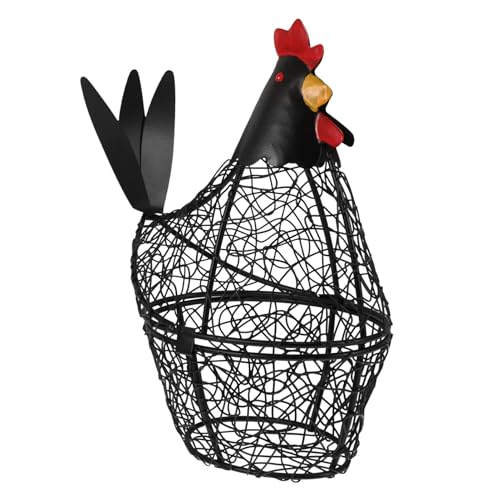 ABOOFAN Chicken Basket Holder Decorative Wire Basket for Fresh Eggs Creative for Kitchen Storage and Organization for Home and Restaurant Use - color: Black