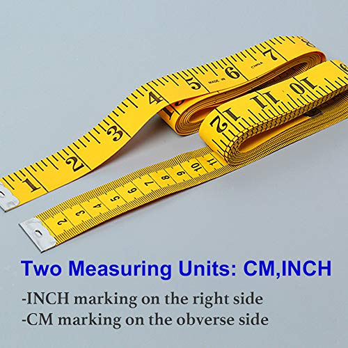 120 Inches/300cm Soft Tape Measure, Pocket Measuring Tape for Sewing Tailor Cloth Body Measurement, Yellow 2-Pack - size: 2-pack