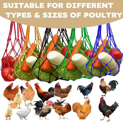 Chicken Vegetable Hanging Feeder 2PCS, Reusable String Bag Net Hanging Feeder for Chickens Ducks Coops Toy, Enrichment Toys, Treat Holder, No Waste Poultry Accessory(Yellow) - color: Yellow