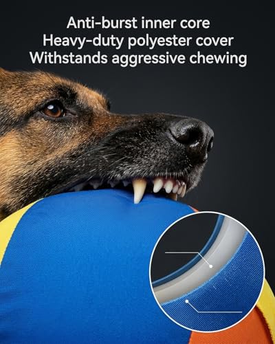 10/18/22" Herding Ball for Dogs Durable Tear Resistant Inflatable Jumbo Calming Toy Heavy Duty Handle Cover Pump Outdoor Play Exercise Training Large Breeds Border Collie Cattle Dog Waterproof (22IN) - size: 22IN