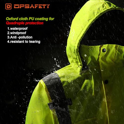 Reflective Jacket, High Visibility Parka, Waterproof Hi Vis, Safety Jacket with Removable Hood and Zipper, ANSI Class 3 (Lime,XL) - color: Lime-parka, size: X-Large