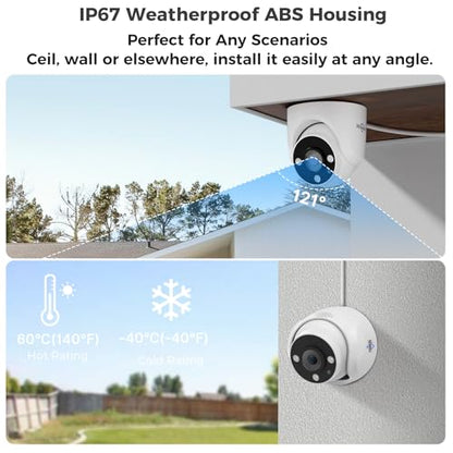 Hiseeu 12 Channel Wired Security Camera System with Smart Dual Light,Audio,Person/Vehicle Detection,121°Wide View,5MP DVR,12PCS 5MP IP67 Outdoor CCTV Cameras,3TB HDD for 24/7 Surveillance - color: White 12 CH