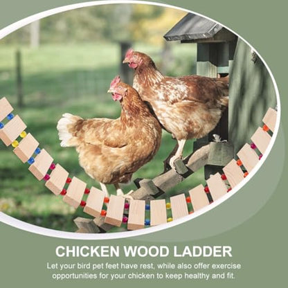 Wooden Bird Ladder for Chickens and Roosters, Natural Wood Chicken Perch with Chewing and Exercise Features, Poultry Coop Accessory for Hens and Birds