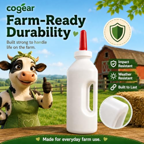 Screw Nipple Calf Feeding Device, Calf Feeding Bottle with Rubber Nipple & Cap, Handle Milk Pot Calfs Feeding Supplies (2L-Base) - color: 2L-Base